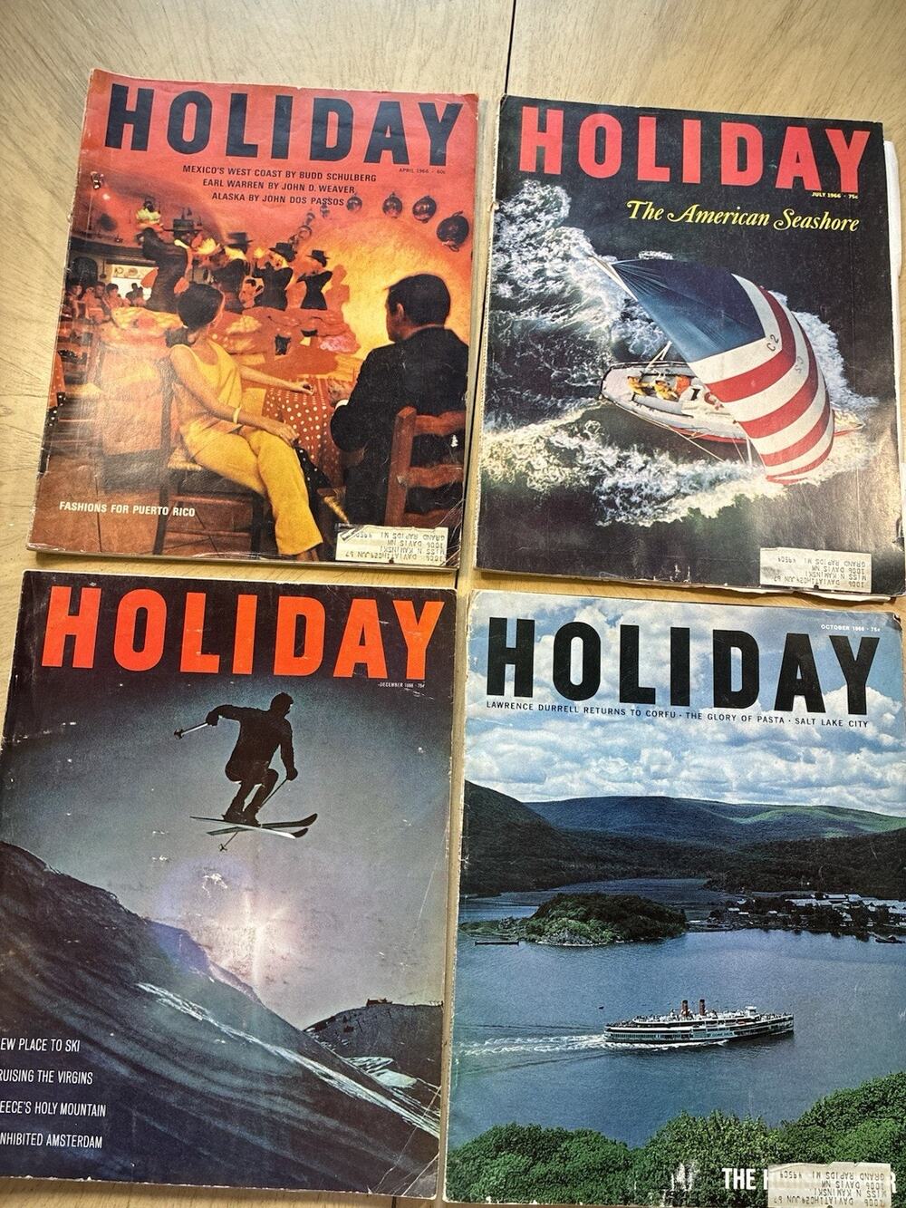 4 Vintage1966 Holiday Magazine Car Smoke Ads Advertisement Nautical Ski Cruise